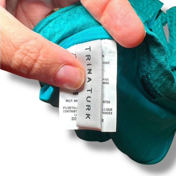 Trina‎ Turk Blue One-Piece Swimsuit with Sparkly Chevron Pattern Sz 6 EUC - Picture 6 of 13